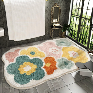 Alfombra de Entrada Moderna de Diatomeas en Poliéster Antideslizante con Diseño Floral, Hecha a Máquina, Textil para el Hogar, Grosor de 3-5 mm - Product Image 2