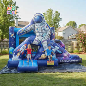 Château Gonflable Commercial Thème Espace avec Toboggan et Panier Basket, Astronaut Jumping Castle pour Garçons - Product Image 1