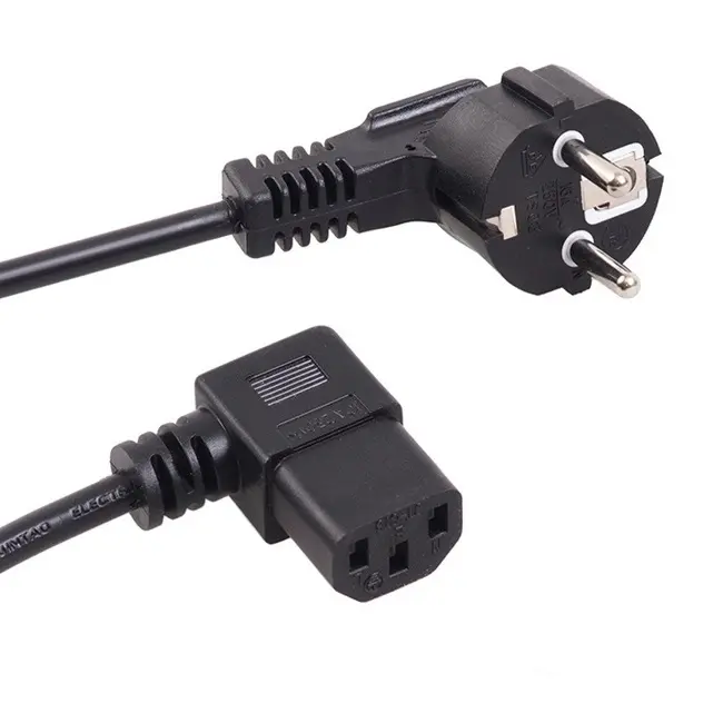 Kabel Daya Eropa 0.75mm2 kabel daya komputer EU hitam putih 16A 3 pin kabel daya ac C5/C13 kabel tembaga ac
