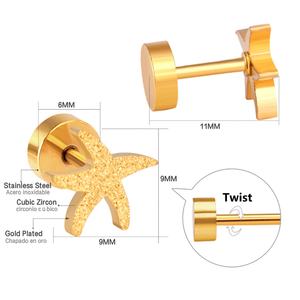 ต่างหูแฟชั่นชุบทอง 18K สแตนเลสทรงดาว ต่างหูแบบติดหูสำหรับผู้หญิง - Product Image 3