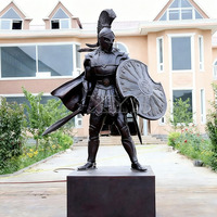 Statue de samouraï en bronze antique grandeur nature, style moderne traditionnel Feng Shui, avec impression en relief, pour utilisation en extérieur dans le jardin