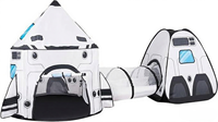 Tente 3 en 1 pour enfants, château de princesse et vaisseau spatial, maison de jeu avec fosse à balles océanique, fusée pliante pour la récréation