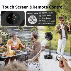 Ventilateur portable Socool, rechargeable, fonctionnant sur batterie, pliable, sur pied, avec télécommande et lumière LED 40000 mAh - Product Image 5