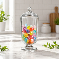 Pot décoratif en verre transparent avec couvercle gaufré, pot à pharmacie sur pied pour biscuits 770 ml