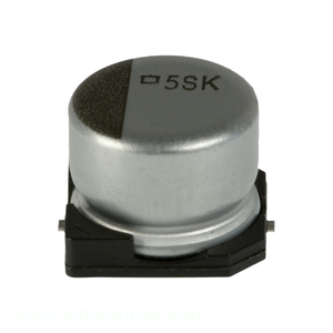 Condensateur de montage en surface (SMD) 100 µF 20 % 10 V EMVK100ADA101MH63G, canal fabricant, type aluminium - Product Image 1