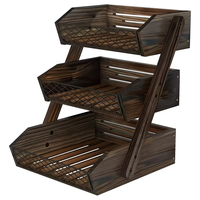 Étagère à fruits en bois à 2/3 étages pour légumes, pain et aliments frais, panier à fruits multi-niveaux pour comptoir en bois
