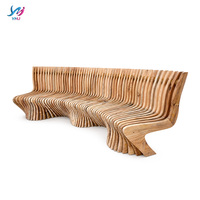 Banc de salon extérieur commercial multi-personnes en bois massif nordique, design paramétrique moderne, durable et écologique, pour centre commercial