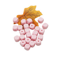 Perles en silicone de qualité supérieure de 12 mm, lettres anglaises, jouet de dentition pour bébé, facile à nettoyer, perles en silicone rose