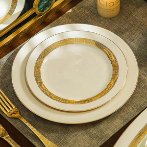 Wholesale Chinese Style Asian Zen Gold 60pcs <b>Bone</b> <b>China</b> Dinnerware <b>Set</b> Porcelain Plate <b>Set</b> Business Gifts On-glazed Dishwasher - Product Image 3