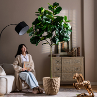 Arbre artificiel décoratif intérieur/extérieur Ficus Pandurata, type Ficus Religiosa, avec feuillage en panneau similaire au pin de verre, pour la décoration de maison et de mariage