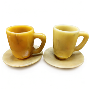 Magnifique tasse à thé et soucoupe en agate ivoire foncé - UNIQUEMENT 1 tasse et 1 soucoupe - Product Image 2