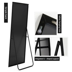 Custom Wholesale LONGWEI Big <strong>Gold</strong> Black Aluminium Alloy Framed Full Length Long Oversize <strong>Rectangular</strong> Modern Stylish <strong>Mirror</strong> - Product Image 5
