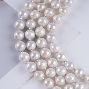 Natural White 18cm9-10mm Freshwater Pearl DIY <b>Bracelet</b> Accessory Edison Round <b>Bead</b> with Through Hole - Product Image 3
