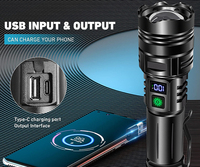 Torche de camping à affichage numérique 2000 lumens étanche USB C Rechargeable LED lampe de poche tactique corps en aluminium cote IP65