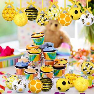 เครื่องประดับแขวนรูปผึ้งลูกบอลรังผึ้งสีเหลืองสีดำสำหรับงานเลี้ยงวันหยุด - Product Image 6