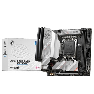MSI MPG B760I EDGE WIFI Mini-<span class=keywords><strong>ITX</strong></span> Desktop Placa-Mãe <span class=keywords><strong>DDR4</strong></span> SATA 6G Wi-Fi 6E 2.5Gbps LAN Intel H610 Chipset <span class=keywords><strong>DDR4</strong></span> RAM - Product Image 1