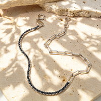 Nouveau bracelet design, bijou pour la main, en argent sterling 925, zircon noir, demi-chaîne tennis, bracelet en argent pour femmes et hommes