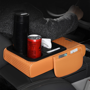 Rehausseur de repose-bras multifonctionnel avec rangement, porte-gobelet, boîte à mouchoirs, en cuir durable, ajustement universel, pour BMW Toyota Honda - Product Image 2