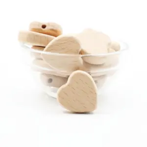 BPA Free Wooden Beads Heart Shape Baby Teething Beads