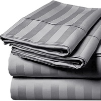 Drap de lit d'hôtel en satin de coton Queen King Twin Size Parure de lit confortable de luxe à rayures de couleur personnalisée avec 2 taies d'oreiller