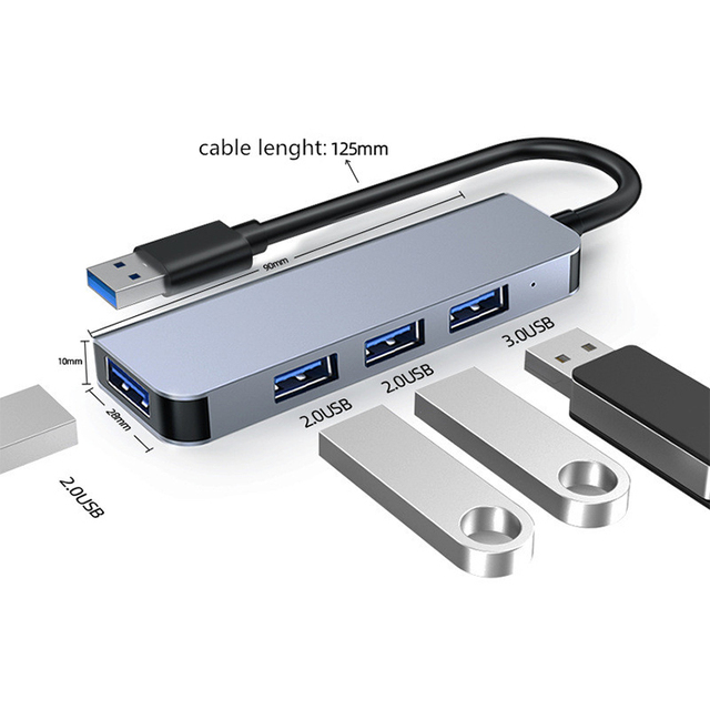 Aluminum Design Usb to Usb Hub 3.0&2.0 Adapter 4 in 1 4 Ports Usb Hubs for Ps4 Keyboard and Mouse