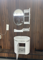 Armoire de salle de bain rectangulaire moderne en PVC avec miroir LED, taille 600 mm, résistante à l'eau, garantie 5 ans