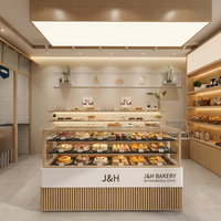 Vitrine murale ouverte pour pain et gâteaux avec éclairage LED et armoire de rangement intégrée