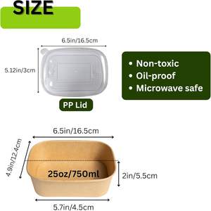 Contenedor de Alimentos Desechable de Papel Kraft, Recipiente Octagonal Impermeable para Llevar, Tazón Cuadrado de Papel - Product Image 2