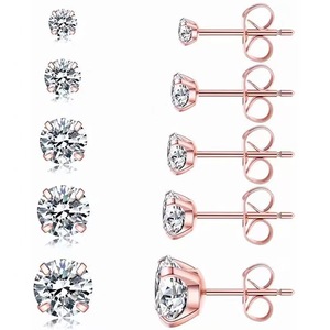Stainless Steel Zirconia <b>Stud</b> <b>Earrings</b> 3mm 4mm 5mm 6mm 8mm Claw Setting Gold Rose Gold <b>Black</b> Gift Fashion Jewelry - Product Image 4
