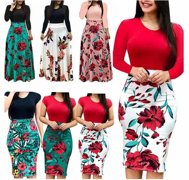 Amazon Hot Sales Fashion Women Floral Maxi Dress Party Dresses Women Summer Beach Long Skirt Women Flower Casual Clothes Dresses