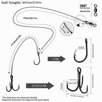 Rig Pancing Ikan Lele Kawat Stainless Steel 36,5 inci 1/0 4X Trebles untuk Memancing di Tepi Sungai, Memancing Ikan Lele, Ikan Pike, Ikan Muskiy, Ikan Santee Cooper, Peralatan Pancing