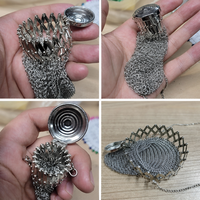 Pochette ronde en maille de fil d'acier inoxydable à mailles serrées, avec sangle chaîne et fermoir argenté, légère, petit porte-monnaie en maille métallique