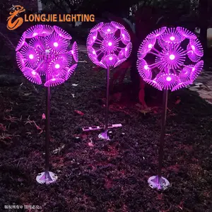 H:1.2M 40CM 18PCS Low Voltage Outdoor Garden Wedding Decorative Lighting acrylic LED Dandelion Flower Motif Light