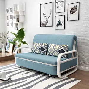 현대 패브릭 블루 기능 접이식 잠자는 소파 침대 나무 소파 정액 침대 저장 벽 침대 거실 소파