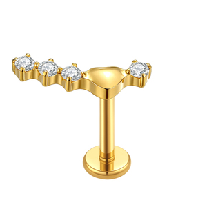 Labret en Titane Classique 16G avec Cœur en Zircon Cubique, Bijou de <span class=keywords><strong>Piercing</strong></span> Tendance, Durable, à Dos Plat, Hypoallergénique, pour Lèvre et <span class=keywords><strong>Tragus</strong></span>, Cadeau de Mariage - Product Image 5