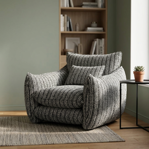 Modern Luxury Tweed Fabric Accent Armchair Italy Design Single <b>Sofa</b> Chair Home Living Room Lazy Lounge Leisure Chair - Product Image 4