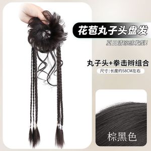 Bun Hair Tie Braided <b>Boxer</b> Braid High Temperature Wire Realistic Flower Bun Hairstyle For Miss Any Face Shape - Product Image 6