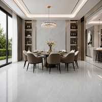 Carreaux de sol en céramique Baldosa Piso Ceramic O 600x600mm gris clair marbré, en porcelaine, pour salle de bain minimaliste lumineuse, balcon