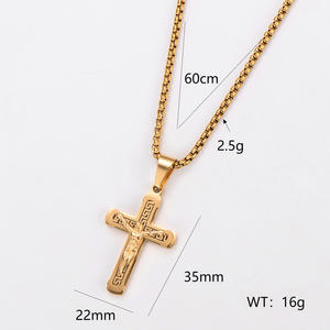 Collier Pendentif <span class=keywords><strong>Croix</strong></span> Crucifix Chrétien Classique en Acier Inoxydable Jésus Bijou <span class=keywords><strong>de</strong></span> Mode pour Hommes Vente en Gros - Product Image 3