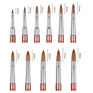 Pinceles de Uñas Acrílicas con Mango de Metal y Logotipo Personalizado, Tamaños 2, 4, 6, 8, 10, 12, 14, 16, 18, 20, 22, 100% Pelo de Kolinsky Puro para Uñas Acrílicas - Product Image 4