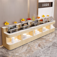 Table de Buffet Moderne en Marbre Durable pour la Restauration, Mobilier de Restaurant, Utilisation Hôtelière, Station de Présentation Alimentaire Libre-Service, Rangement Ouvert