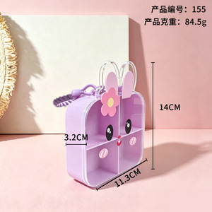 Cute Rabbit Jewelry Bag For Kids Sky Blue Cartoon Design Makeup Storage Pouch 3-10 Years Old - Product Image 5