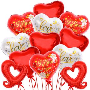 Lot de 12 ballons en forme de cœur de 18 pouces pour la Saint-Valentin, ballons en forme de cœur pour <span class=keywords><strong>d</strong></span>écorations romantiques de soirée spéciale - Product Image 1