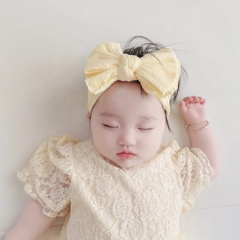 Baby Girls Nylon Headband Turban Hair Bows Hair Band Elastic Head Band Hair Accessories for Kids Toddlers Infants Newborn
