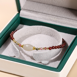 Оптовый браслет JD GEMS из натурального граната с медными бусинами для исцеления и привлечения удачи - Product Image 3