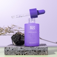 Flacon cosmétique en verre givré violet 20ml 30ml 50ml 60ml avec compte-gouttes argenté ou doré pour sérum et huile