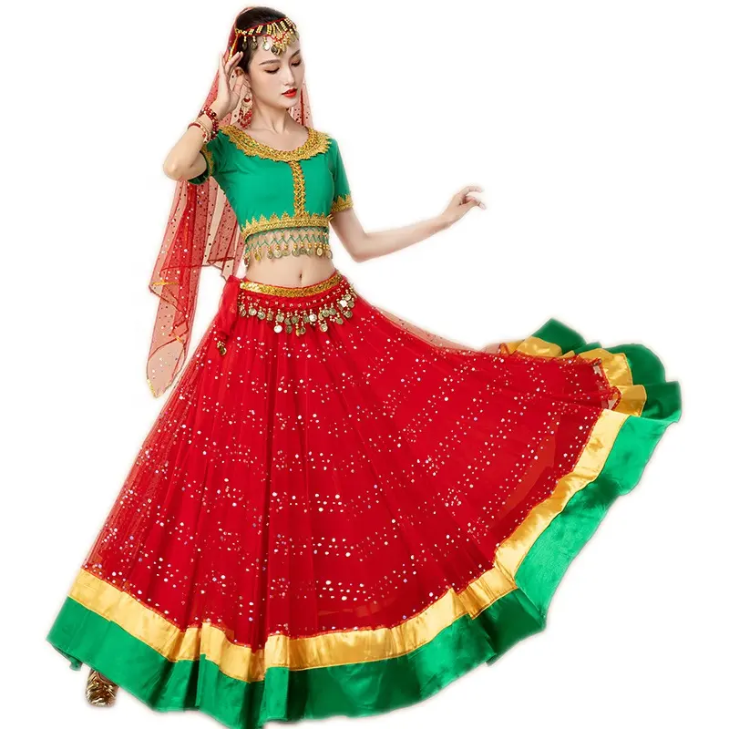 Groothandel Volwassen Indian Bollywood Buikdans Halloween Festival Performance Kleding Grote Rok Kostuums Pak