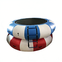 Plateforme de saut gonflable géante en PVC pour piscine extérieure, trampoline aquatique personnalisable pour adultes et enfants, bleu, vente en gros