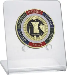 Clear Acrylic Challenge Coin Holder Military Coin Display Rack Stand with Easel Holder