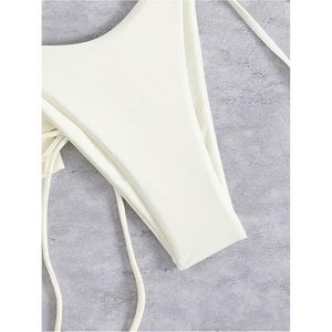 Conjunto de Bikini de 3 Piezas para Mujer FOXA, Top Halter con Brillo Metálico, Braguita Tipo Boyshort, Corte Alto, Tela Elástica - Product Image 2
